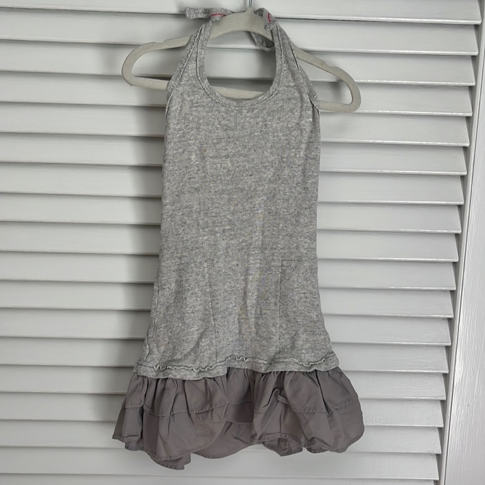 Crewcuts by J. Crew Halter Gray Jersey Dress Tiered Skirt Fabric Area